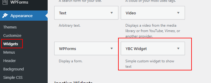 Custom Widget in the Widget Section