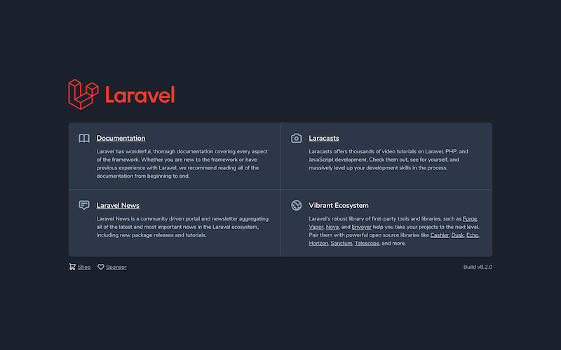 Laravel Welcome Screen