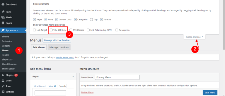 How to Add Title Attribute in WordPress Menu? - YourBlogCoach