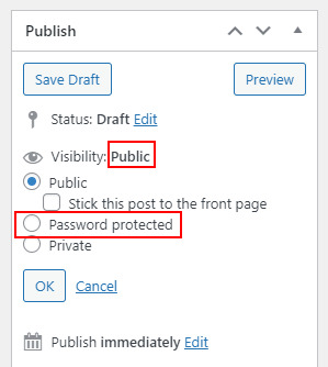 Classic Editor Password Protected Option