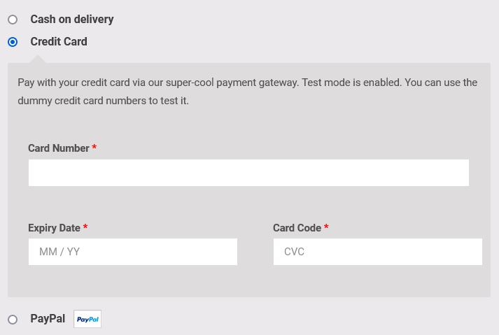 WooCommerce Payment Gateway Checkout Fields