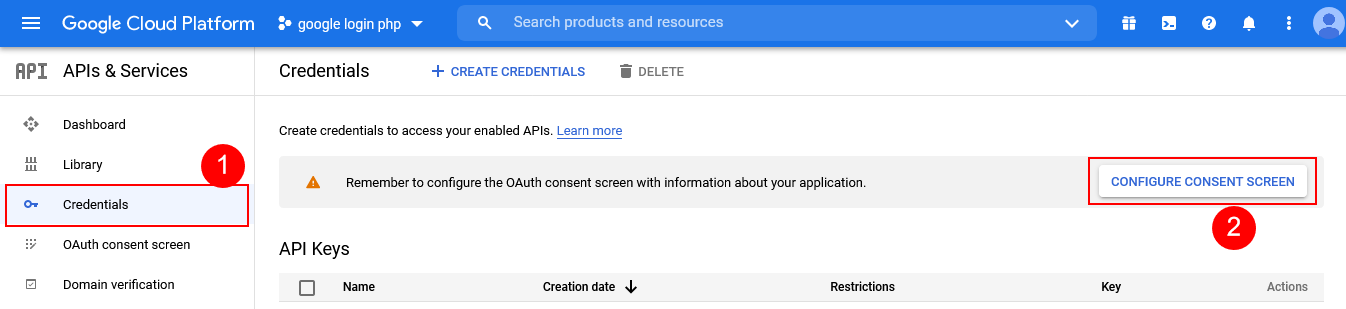 Google Configure Consent Screen