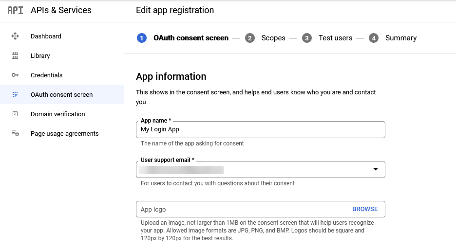 google app registration