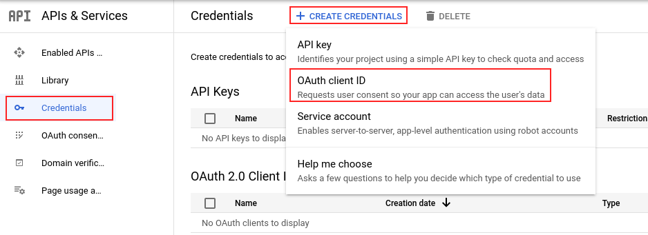 Create Google App Credential