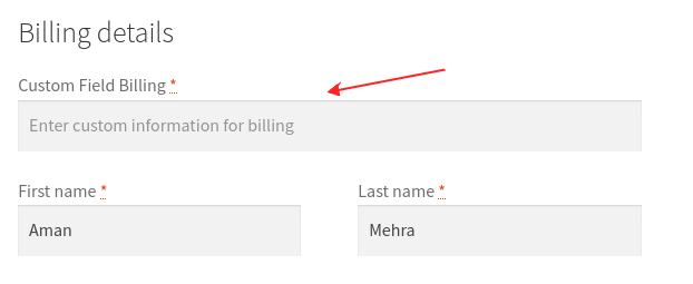 Custom field in billing address on checkout page